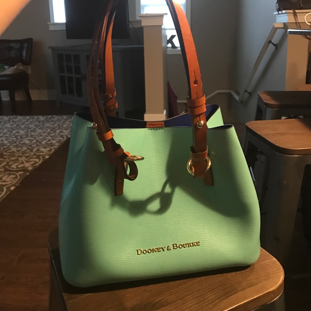 Dooney & Bourke Aqua and Brown Satchel